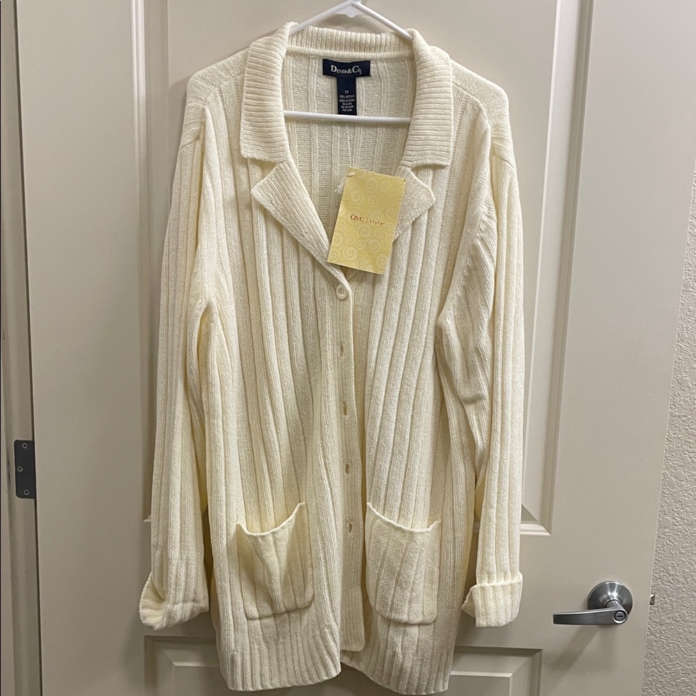 Cream Ribbed Women's Sweater